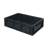 ESD-Stapelbehälter,HxLxB 170x600x400mm,32l,PP,schwarz,Wände geschlossen