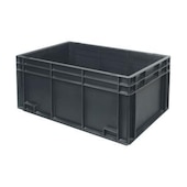 ESD-Stapelbehälter,HxLxB 280x600x400mm,54l,PP,schwarz,Wände geschlossen