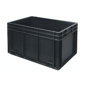 ESD-Stapelbehälter,HxLxB 340x600x400mm,65l,PP,schwarz,Wände geschlossen