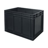 ESD-Stapelbehälter,HxLxB 420x600x400mm,80l,PP,schwarz,Wände geschlossen