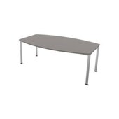 Konferenztisch,HxBxT 740x2000x1200mm,fassförmig,4-Fuß alusilber,BZ-grau