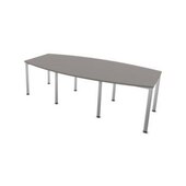 Konferenztisch,HxBxT 740x2400x1200mm,fassförmig,4-Fuß alusilber,BZ-grau