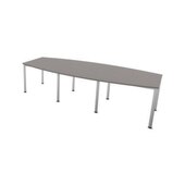 Konferenztisch,HxBxT 740x2800x1200mm,fassförmig,4-Fuß alusilber,BZ-grau