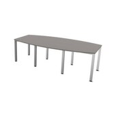 Konferenztisch,HxBxT 740x2400x1200mm,fassförmig,4-Fuß alusilber,BZ-grau