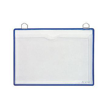 Hänge-Prospekttasche, DIN A4, quer, blau, m. Metallöse, m. Tasche