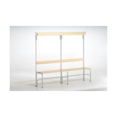 Umkleidebank, HxLxT 1670x1500x375mm, Holzleisten, RAL7035