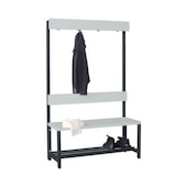 Umkleidebank,HxLxT 1600x1000x400mm,Kunststoffleisten weiß,Gestell RAL7016