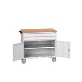 Werkzeugwagen,HxBxT 980x1050x600mm,Multiplexplatte,4 Rollen,2 Schubladen