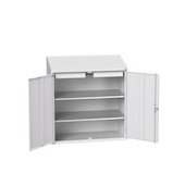 Pultschrank,HxBxT 1130x1050x550mm,m. Böden,Korpus RAL7035,Front RAL7035