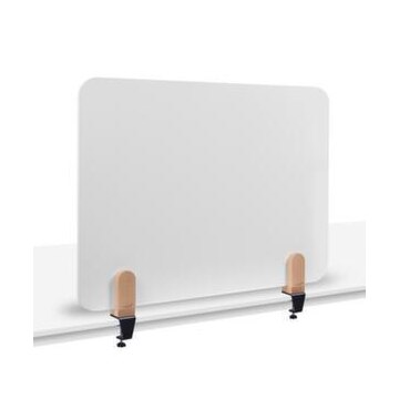Tischtrennwand, HxB 600x800mm, Wand Stahl, weiß, 2 Klemmfüße