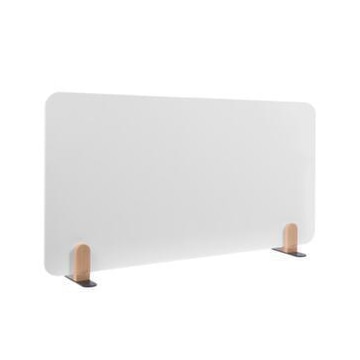 Tischtrennwand, HxB 600x1200mm, Wand Stahl, weiß, 2 Standfüße
