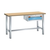 Werkbank, HxBxT 840x2000x700mm, Multiplexplatte, RAL7035, Front RAL5012