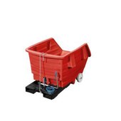 PE-Kippbehälter, HxLxB 660x1420x920mm, 0, 3m³, Tragl. 150kg, rot, Rollen