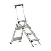 Fahrbare Sicherheitstreppe,einseitig,4 Stufen,Stand H 0,88m,Leichtmetall