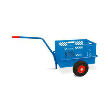 Handwagen, Tragl. 200kg, m. Korb, blau, RAL5010, 2 Räder, Luft-Bereifung