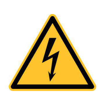 Warnschild,f. innen/außen,elektrische Spannung,Aufkleber,PVC,schwarz/gelb