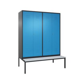 Sitzbankschrank,HxBxT 2090x1600x500mm,4 Abt.,Korpus RAL7021,Front RAL5012