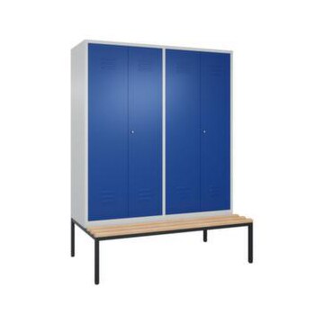 Sitzbankschrank,HxBxT 2090x1600x500mm,4 Abt.,Korpus RAL7035,Front RAL5010