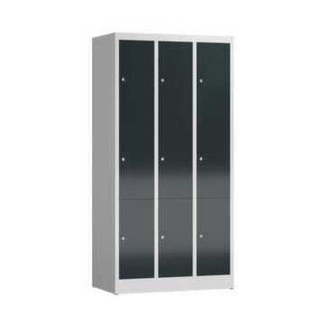 Schließfachschrank, HxBxT 1800x870x500mm, 3x3 Fächer, Zyl.-Schl.