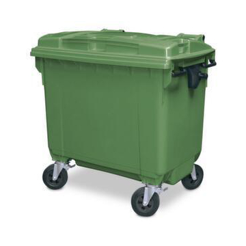 Müllcontainer,660l,Korpus HDPE grün,HxBxT 1165x1265x775mm,4 Lenkrollen
