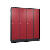 Abteilschrank,HxBxT 1800x1590x500mm,4 Abt.,Korpus RAL7021,Front RAL3003