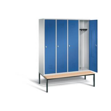 Sitzbankschrank,HxBxT 2090x1590x815mm,4 Abt.,Korpus RAL7035,Front RAL5010