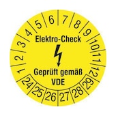 Prüfplakette,Elektro-Check gem. VDE,Aufkleber,Ø 30mm,Prüfzeitraum 24-29