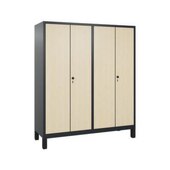 Garderobenschrank,HxBxT 1850x1590x500mm,Korpus RAL7021,Front Donau-Ahorn