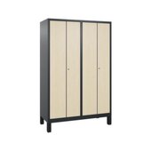 Garderobenschrank,HxBxT 1850x1190x500mm,Korpus RAL7021,Front Donau-Ahorn