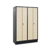 Garderobenschrank,HxBxT 1800x1190x500mm,Korpus RAL7021,Front Donau-Ahorn