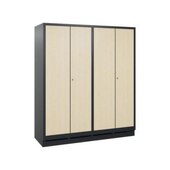 Garderobenschrank,HxBxT 1800x1590x500mm,Korpus RAL7021,Front Donau-Ahorn