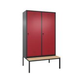 Sitzbankschrank,HxBxT 2090x1190x500mm,4 Abt.,Korpus RAL7021,Front RAL3003