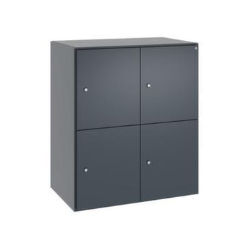 Schließfachschrank,HxBxT 950x800x525mm,2x2 Fächer,Zylinderschloss