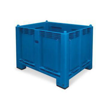 Großbehälter, HxLxB 850x800x1200mm, 550l, PP, blau, Wände geschlossen