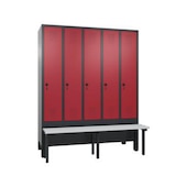 Sitzbankschrank,HxBxT 1850x1480x500mm,5 Abt.,Korpus RAL7021,Front RAL3003