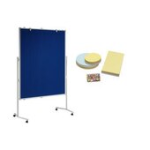 Moderationstafel,H 1950mm,Tafel HxB 1500x1200mm,Tafel Textil,blau,pinnbar