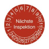 Prüfplakette,nächste Inspektion,Aufkleber,Ø 30mm,Jahresfarbe 2024-rot