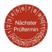 Prüfplakette, nächste Prüfung, Aufkleber, Ø 30mm, Jahresfarbe 2024-rot