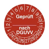 Prüfplakette, Geprüft nach DGUV, Aufkleber, Ø 30mm, Jahresfarbe 2024-rot