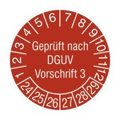 Prüfplakette,Geprüft nach DGUV V3,Aufkleber,Ø 20mm,Jahresfarbe 2024-rot