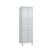 Schließfachschrank, HxBxT 1950x600x500mm, 2x3 Fächer, Zyl.-Schl., Füße