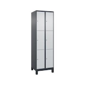 Schließfachschrank, HxBxT 1950x600x500mm, 2x3 Fächer, Zyl.-Schl., Füße