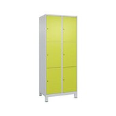 Schließfachschrank, HxBxT 1950x800x500mm, 2x3 Fächer, Zyl.-Schl., Füße