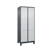 Schließfachschrank, HxBxT 1950x800x500mm, 2x3 Fächer, Zyl.-Schl., Füße