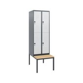 Doppelstöckiger Sitzbankschrank, HxBxT 1950x600x815mm, 2x2 Abt.