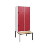 Doppelstöckiger Sitzbankschrank, HxBxT 1950x800x815mm, 2x2 Abt.