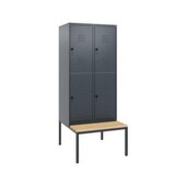 Doppelstöckiger Sitzbankschrank, HxBxT 1950x800x815mm, 2x2 Abt.