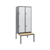 Doppelstöckiger Sitzbankschrank, HxBxT 1950x800x815mm, 2x2 Abt.