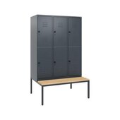 Doppelstöckiger Sitzbankschrank, HxBxT 1950x1200x815mm, 3x2 Abt.