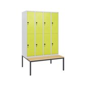 Doppelstöckiger Sitzbankschrank, HxBxT 1950x1200x815mm, 4x2 Abt.